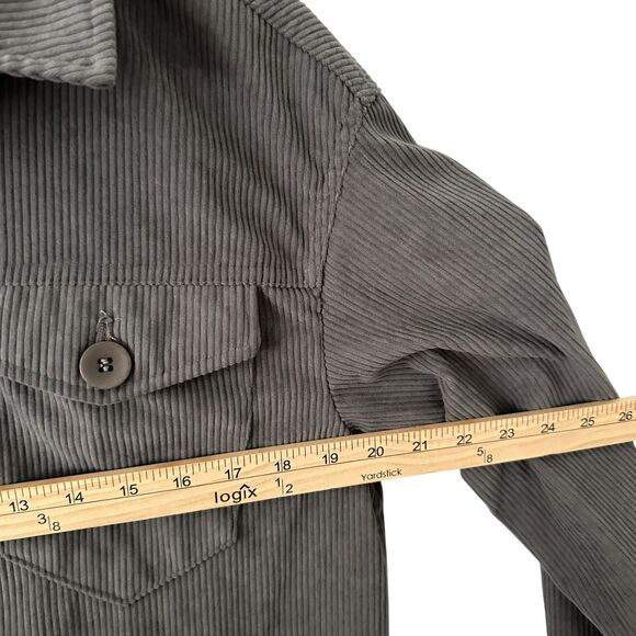 Avec Les Filles Grey Button Up Stretchy Corduroy Shacket Size M - Picture 5 of 7